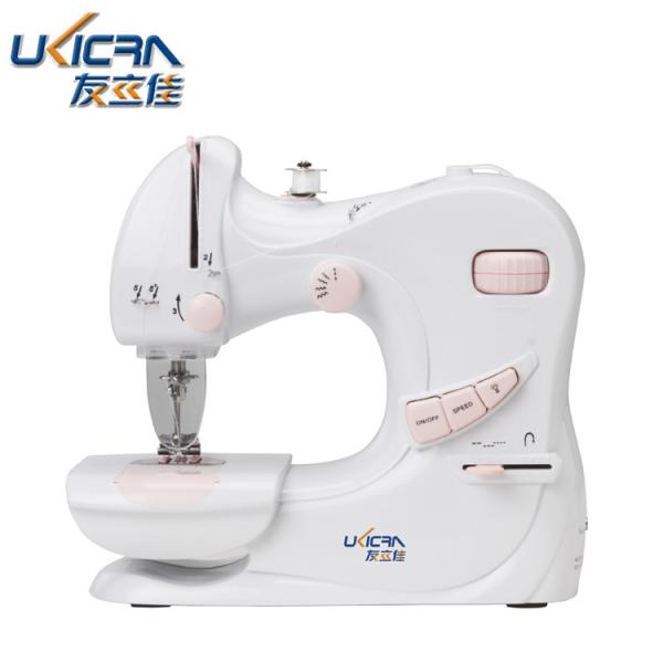 Mini Máquina de costura doméstica UFR-601 com 0-5 mm de comprimento de costura em cores branca e rosa
