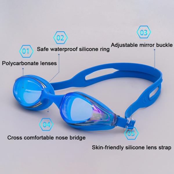 Dark Blue Personalized UV Protection Swimming Goggles Antifog Male Swimming Goggles