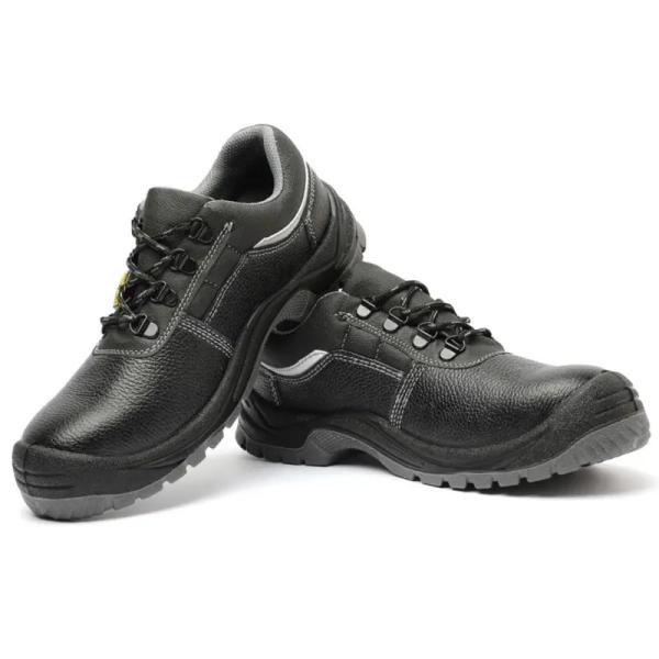 Black Leather Non Slip Work Shoes Durable Steel Tip Safety Shoes For Men