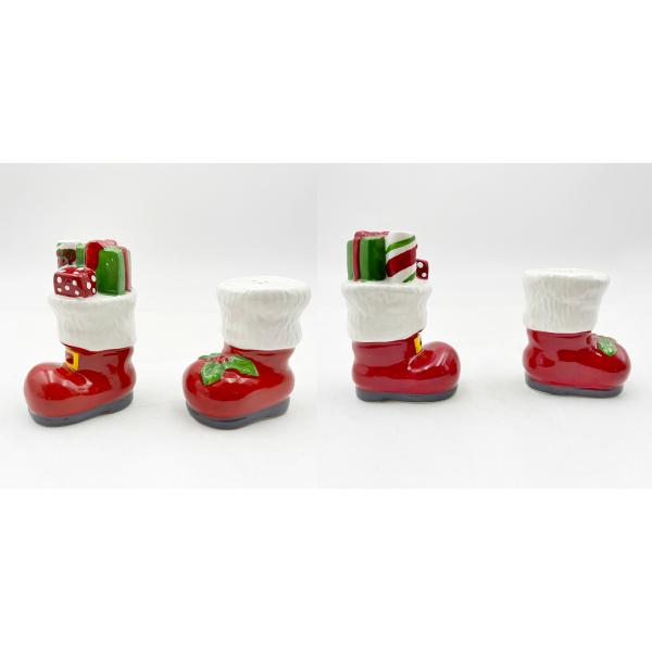 Santa And Boot Salt Pepper Shakers Ceramic Products For Kitchen And Home Decor