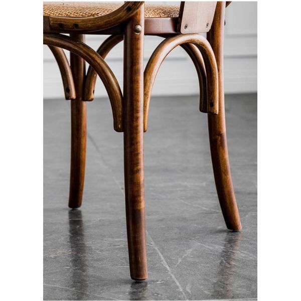 Simple Household Armrest Dining Chair Small Apartment Nordic Retro Backrest Leisure Rattan Dining Chair