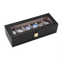 Caja de relojes de 6 ranuras de madera de primera calidad para hombres Diseño elegante de madera sólida.