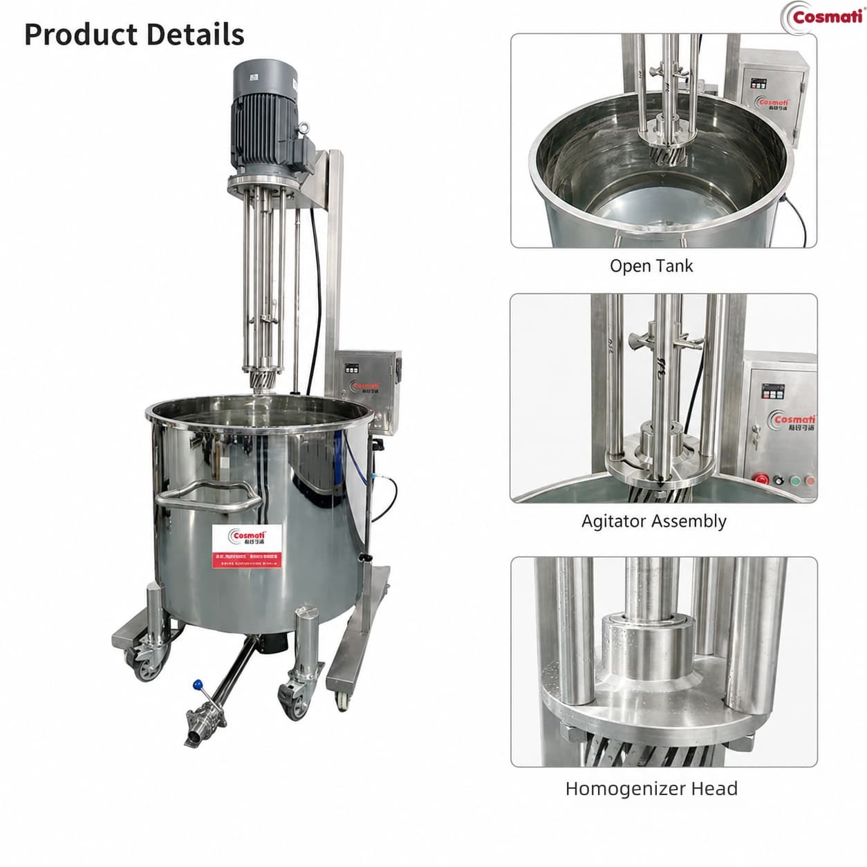 High Shear Homogenizer Emulsifier AC Motor Milling Cosmetic Chemical Mixer