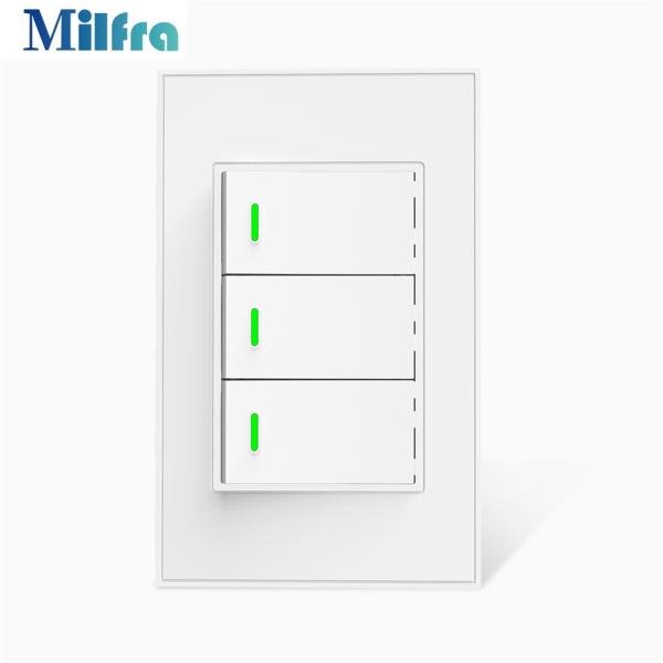TB21 No Netural Wire Single Live Wire Smart Light Switch 1 2 3 Gang White and Gold