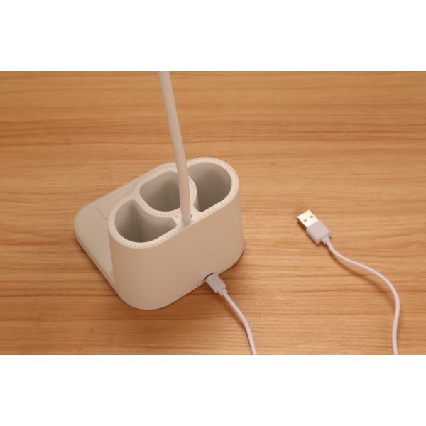 Modern LED Desk Lamp with USB Charging 3 Flexible Pen Holders Phone Holder Stepless Dimmable for Bedroom Study for Reading Room