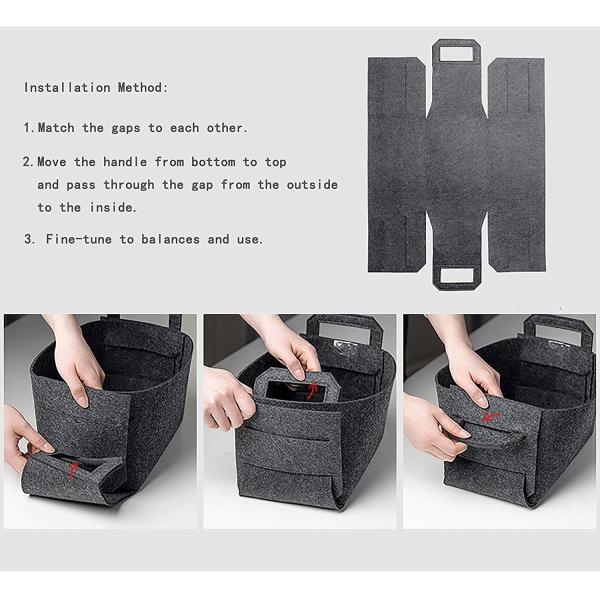 Dark Grey Reusable Felt Storage Basket Folding Bin 14*12*10inch
