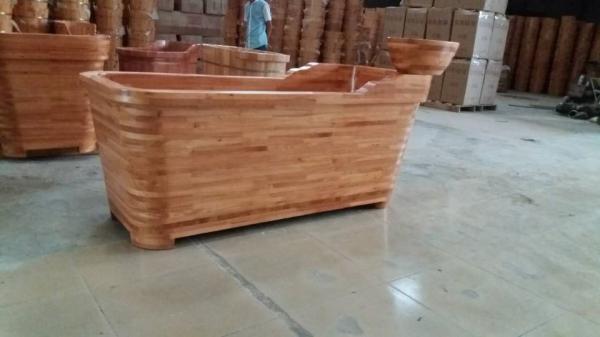 wooden bathtub, bath tub