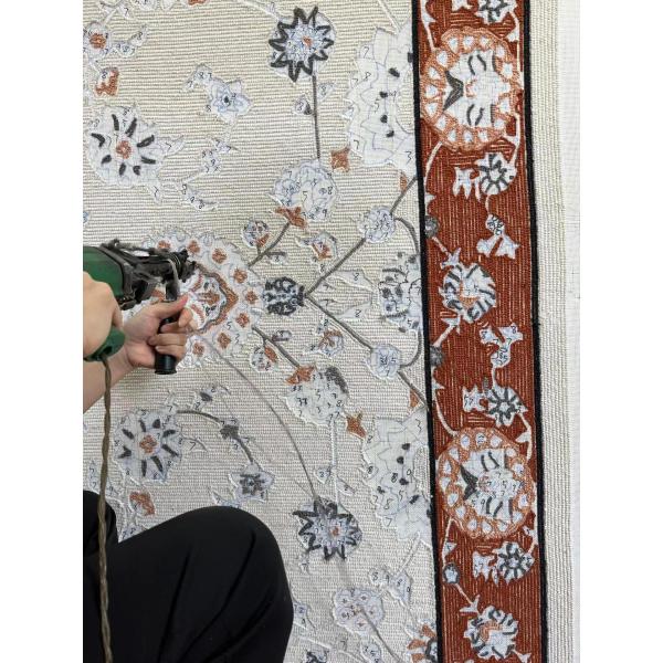Handmade Turkish Silk Marine Carpet with Customized Trellis Pattern and Craftsmanship