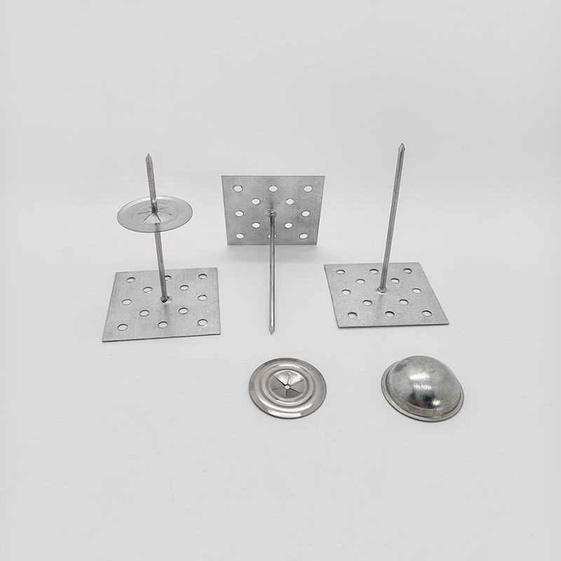 Galvanized Finish Perforated Base Insulation Hangers with Custom Pin Size and Corrosion Resistant Self Adhesive Insulation Stick Pins
