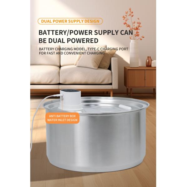 Pets Products Stainless Steel Cat Water Fountain With Water Level Window ABS Material