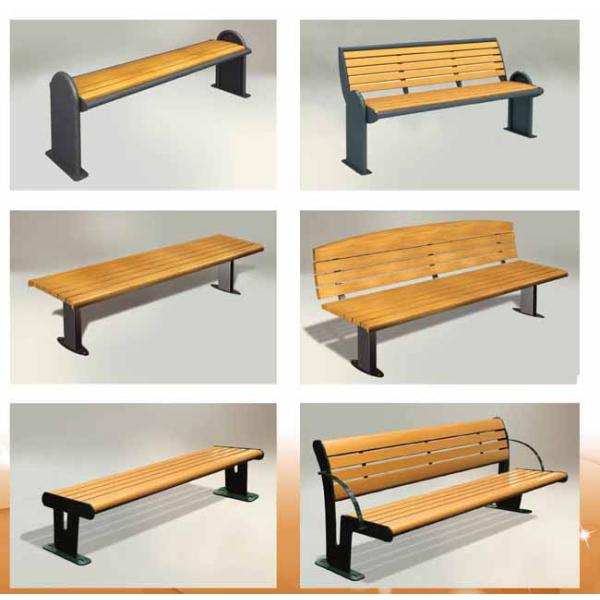 Hard Solid Outdoor Garden Benches Wood Leisure Chair With Iron Legs
