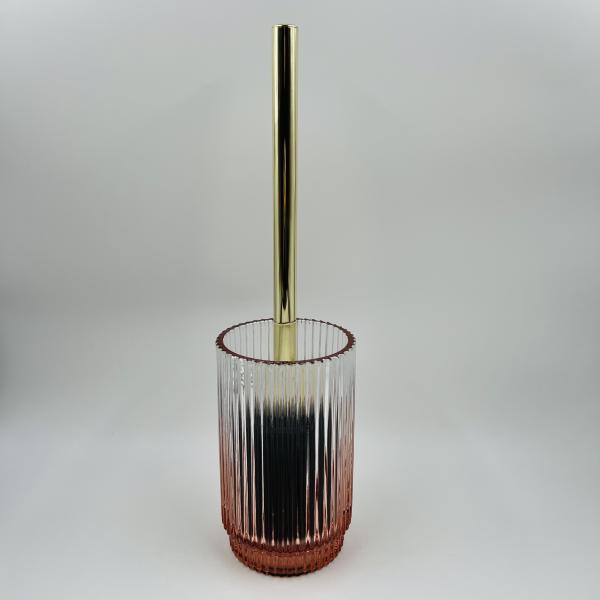 Accessoires de salle de bain modernes en verre orange ombre avec forme ronde et bande verticale côtelée ensemble de savon de salle de bain pinceaux de toilette savon-vaisselle pour salle de bain