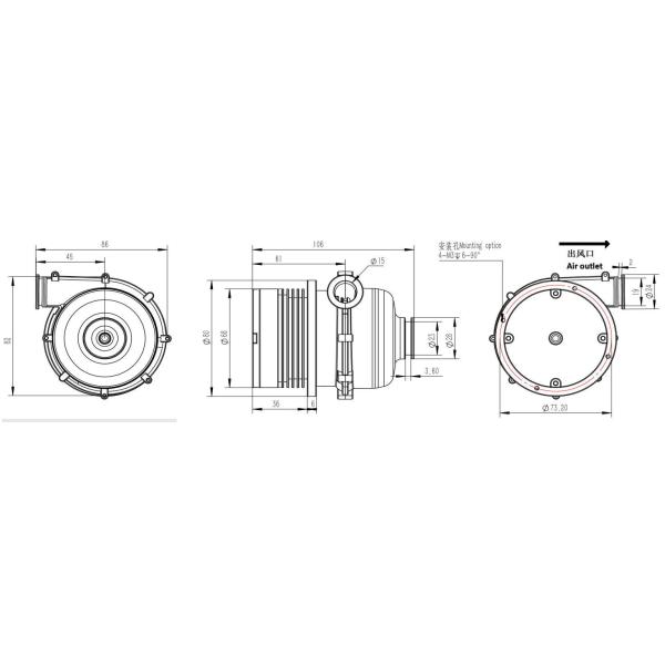 JUNQI 24VDC 23kPa pression d'air ventilateur à courant continu sans pinceau pour sèche-mains