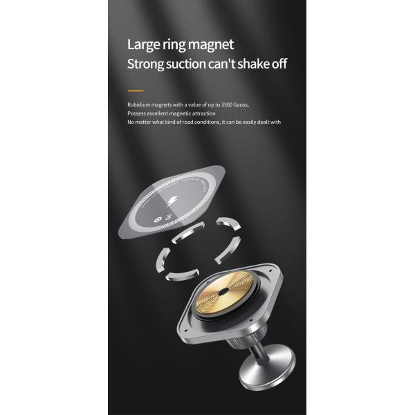 Magnetic Charging Mobile Phone Car Holder 15w Wireless Car Charger Mount Auto-sensing Car Phone Holder