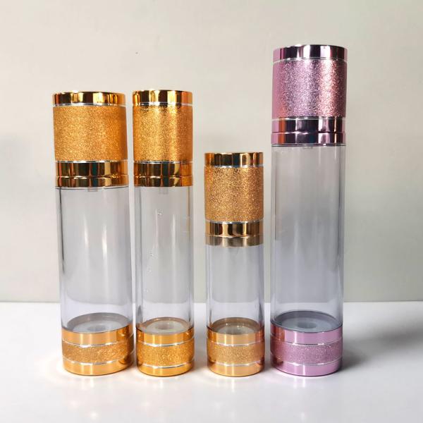 Gold Silver Aluminum Cosmetic Vacuum Pump Bottle UV Plating 15ml 30ml 50ml 100ml