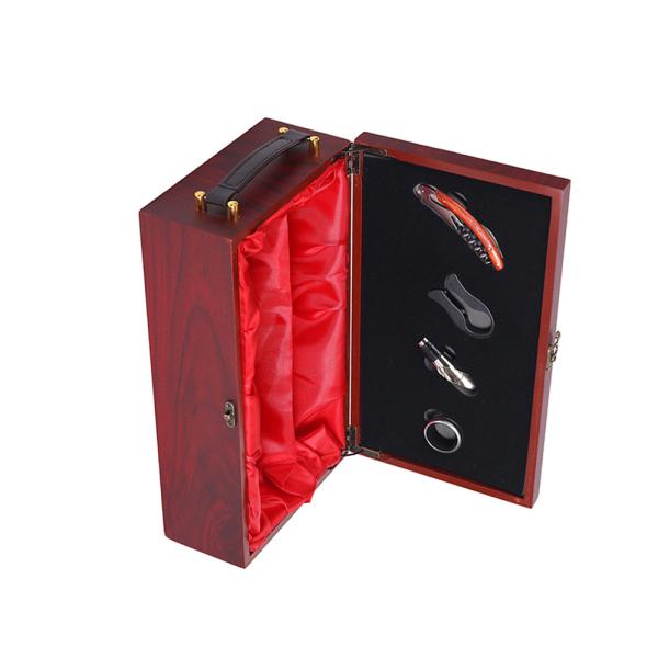 Satin Cloth Interior 2 Bottle Wooden Wine Box  For Custom Cherry Color