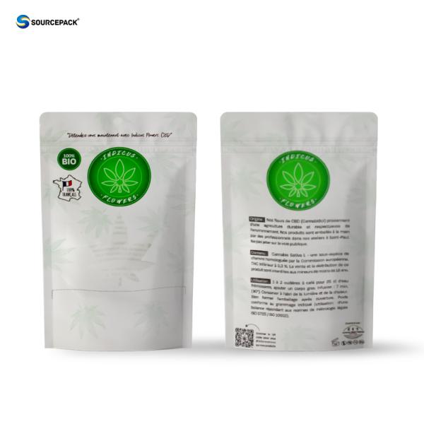 Eco Friendly CBD Flower Weed Packaging Bags Kraft Paper Pouch With Window And Zipper