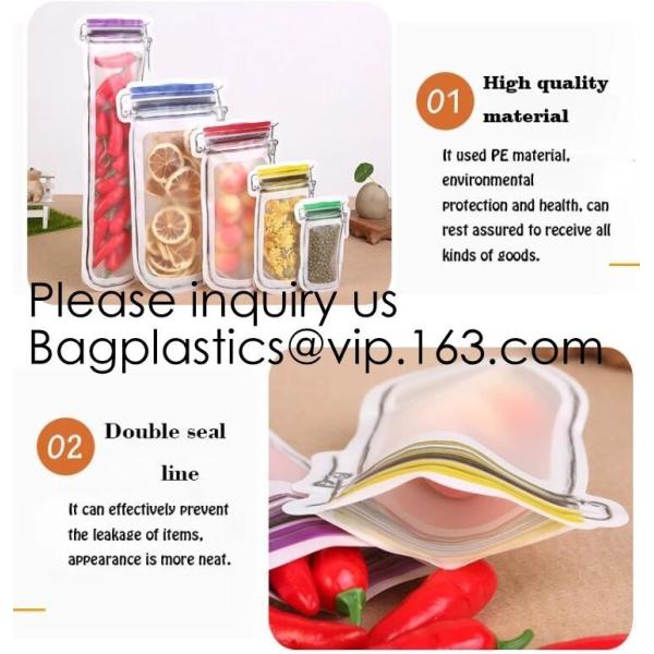 Custom Printed Mason Jar Stand Up Zip Lock Pouch Snack Food Packaging Bag,PE Storge Bag Kitchen Refrigerator Food Sealed