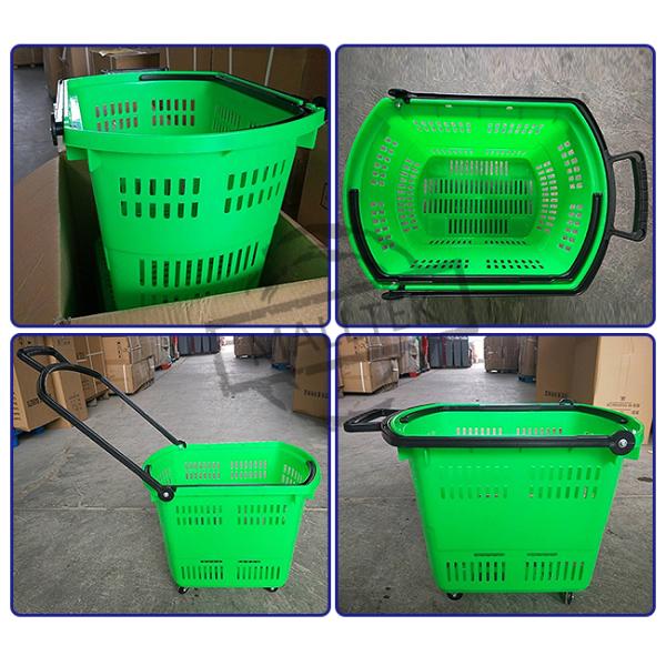 Environmental Supermarket Shopping Basket Shopping Cart Basket With 4 Wheels