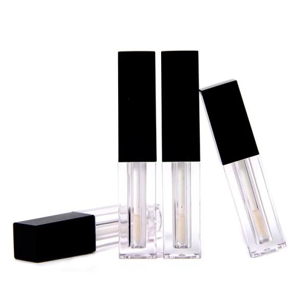 Personalized Square Empty Lip Gloss Tube In Black And Transparent With 1.2ml Capacity