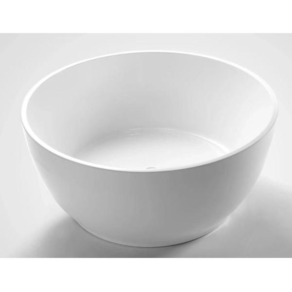 Circular Freestanding Bathtub with Narrow Rim Border and Bulk Loading Acrylic Material
