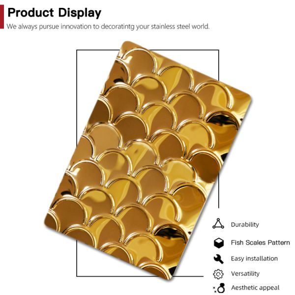 Gold Mirror Stainless Steel Sheet Fish Scales Design for Decorative Wall Panels