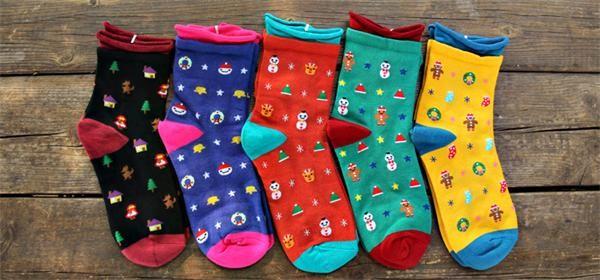 Cartoon christmas style summer cotton hosiery for women