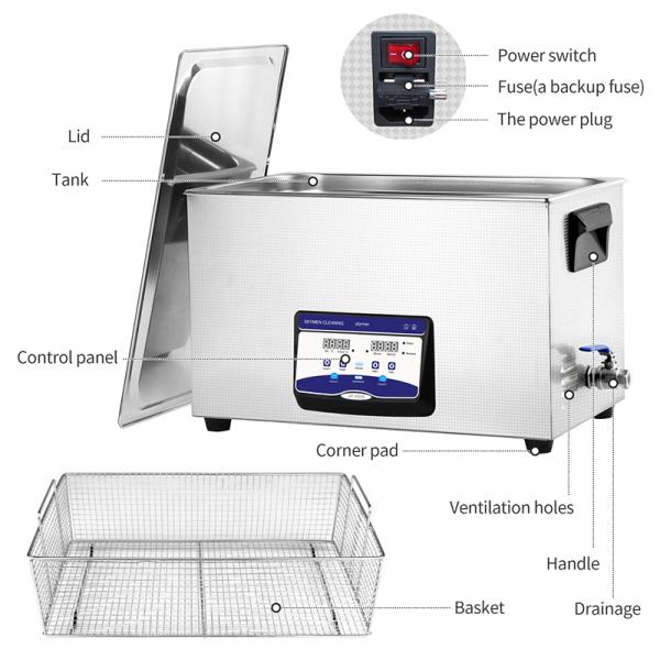 0.8L - el limpiador ultrasónico Benchtop de los portamaletas 38L para las piezas del coche de disco de vinilo del PWB impresión la cabeza