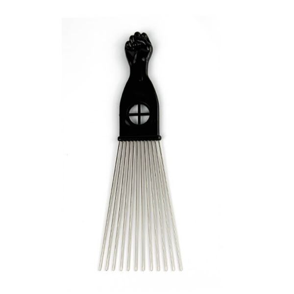 Black Steel Metal Hair Picks OEM Metal Afro Comb For Curly Hair