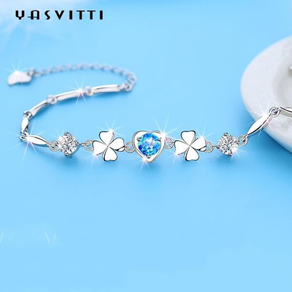 браслет клевера 4 лист SGS браслетов ювелирных изделий 0.15oz 7.7in стерлинговый серебряный ультрамодный