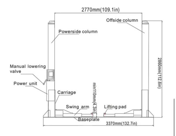4000kg - 5500kg 2 Post Truck Lift Lifting Two Post Automobile Car Garage Lifting Equipment