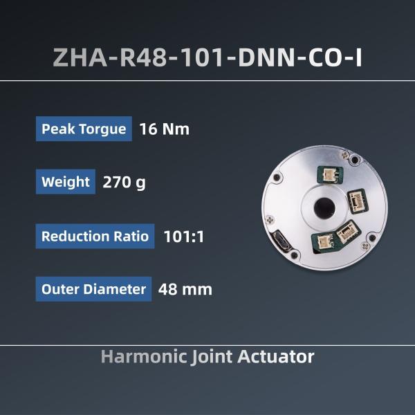 ZBDynamiX ZHA-R48-101-DNN-CO-I Integrated Harmonic Joint Actuator | 16 Nm Peak Torque, 101:1 Ratio, OD48 mm