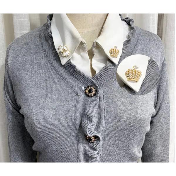 Crown Shaped Mens Diamond Cufflinks Inlaid Pearl Gold Color ODM