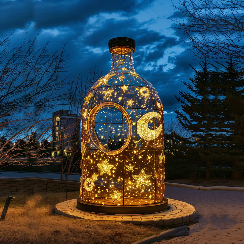 Acrylic Glass Steel Wishing Bottle Motif Sculpture Lights 12 Volt Garden Landscape Installation Christmas Halloween IP65 Wedding