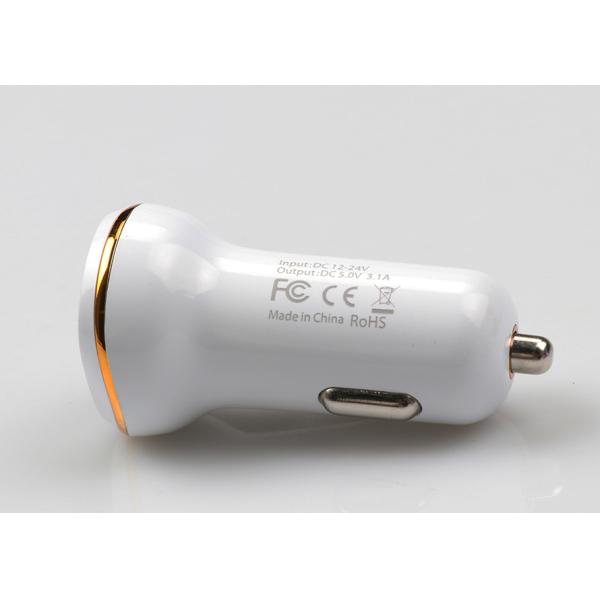 5V 3.1A Car Charger Adapter With Dual Port PC Material OEM Accepted Silver Blue Black