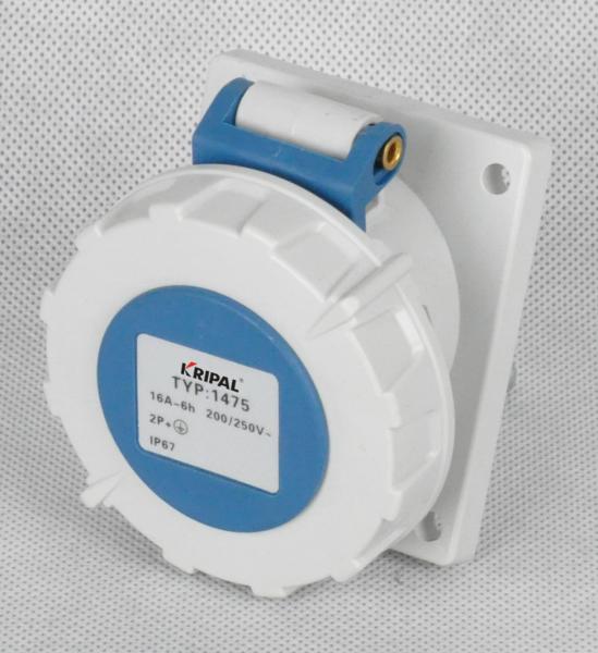 IP67 Panel Mounted Industrial Receptacle / Panel Mount Socket Copper Metal Material