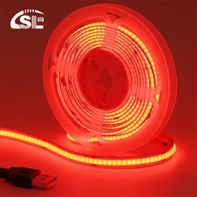 12V Dimmable Red COB LED Strip Light para decoração interior e exterior 8mm 320 LEDs