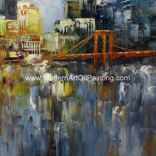 Текстура изготовленной на заказ акриловой картины маслом городского пейзажа толстая для украшения комнаты детей