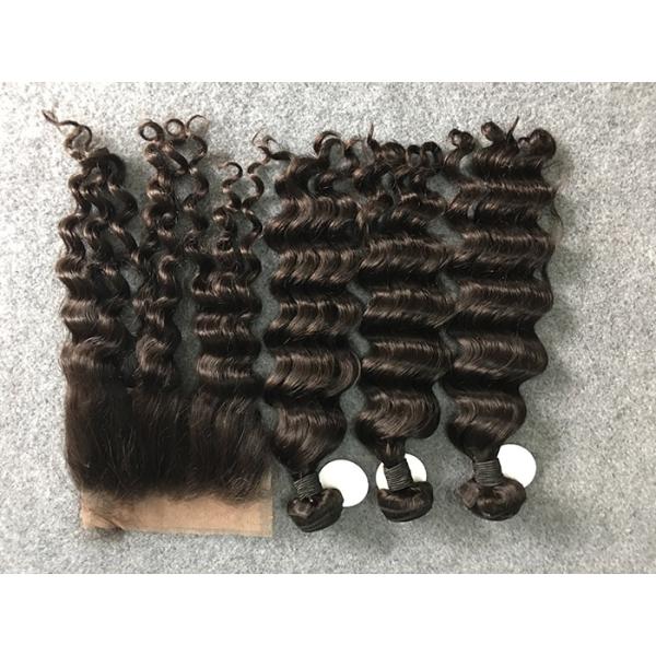 100% Human Hair Weave Brazilian Virgin Hair Loose wave With Frontal 10