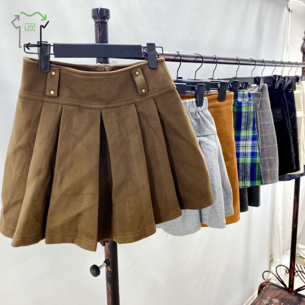 Second Hand Woolen Short Skirt High Waisted Women's Mixed Size Slim Fit