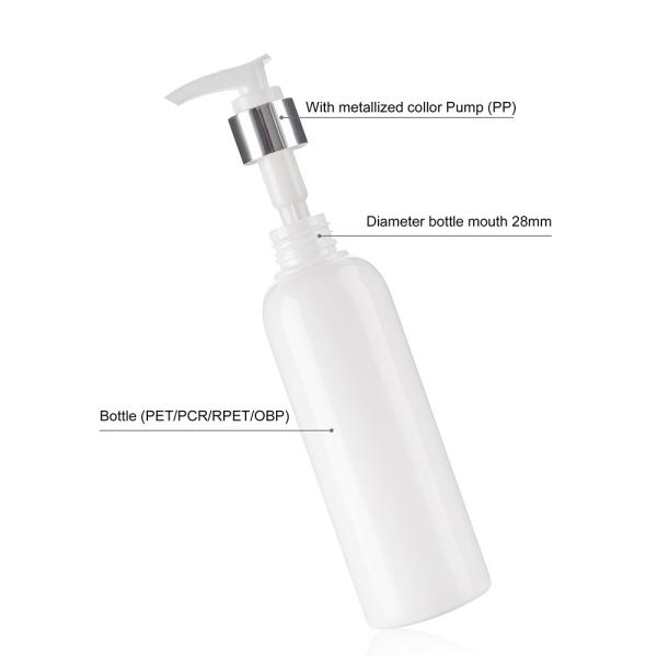 150ml White Boston Plastic Bottles With Silver Chrome Pump Lotion Top