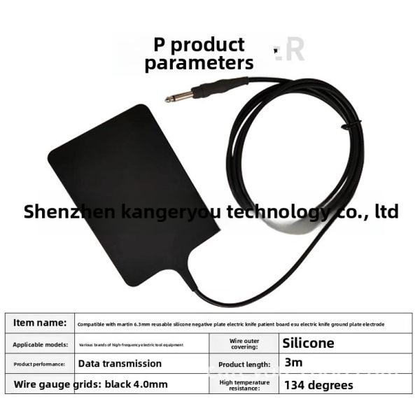 Martin Compatible 6.3mm Reusable Silicone Negative Plate Electric Knife Patient Plate With Ozone Grounding Medical Consumables