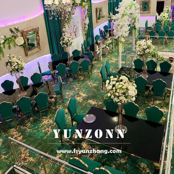 Best Selling Golden Stainless Steel Wedding Chairs Cheap Plum Blossom Hotel Banquet Chair for Outdoor Dining Hall Events