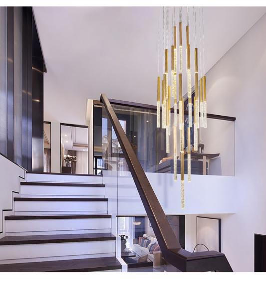 Modern Ceiling Led Chandelier Loft Staircase for Living Room Crystal Hanging Lamp(WH-NC-45)