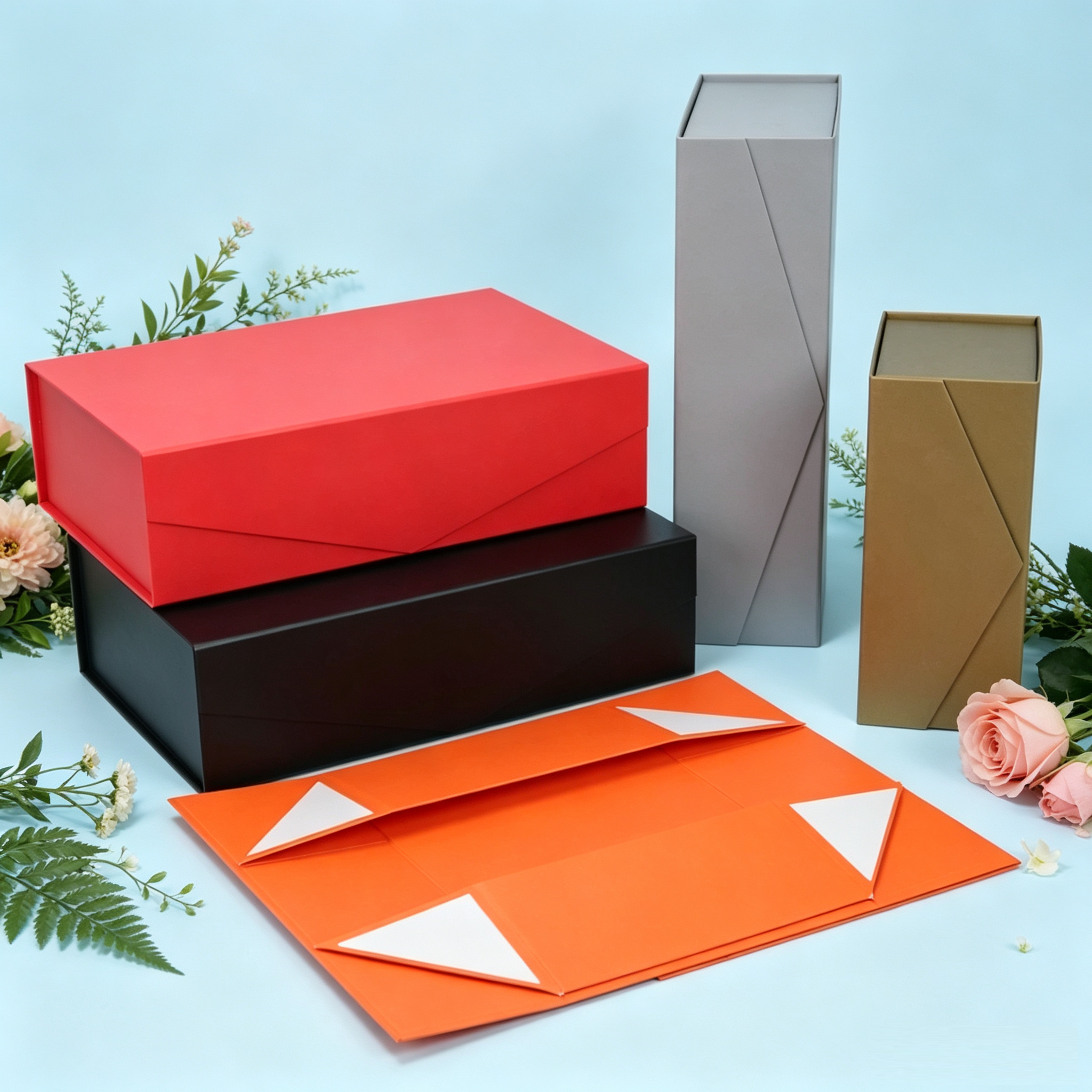 Flat Shipment Foldable Gift Box, Sturdy Structure, Recyclable Coated Paper Packaging, China Factory OEM ODM, Custom Printing for Cosmetic and Jewelry Brand Packaging, Presents and Souvenir Sets