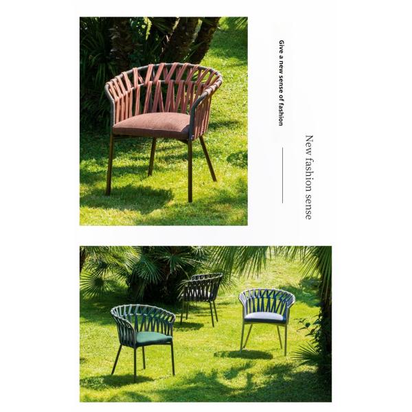 Villa Terrace Furniture Set Rattan Dining Table And Aluminium Chairs Fashion Style