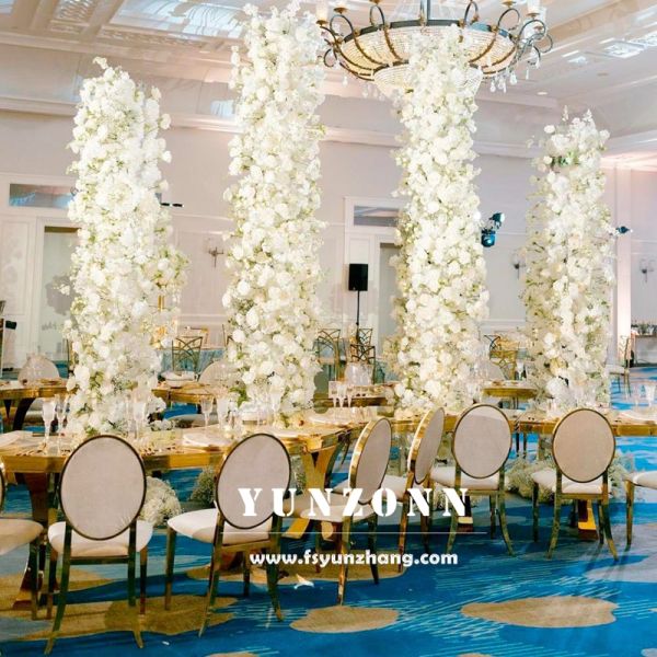 Modern Gold Cross X Legs Serpentine S-Shape Glass and Metal Wedding Dining Banquet Table for Outdoor Hotels Events Parties