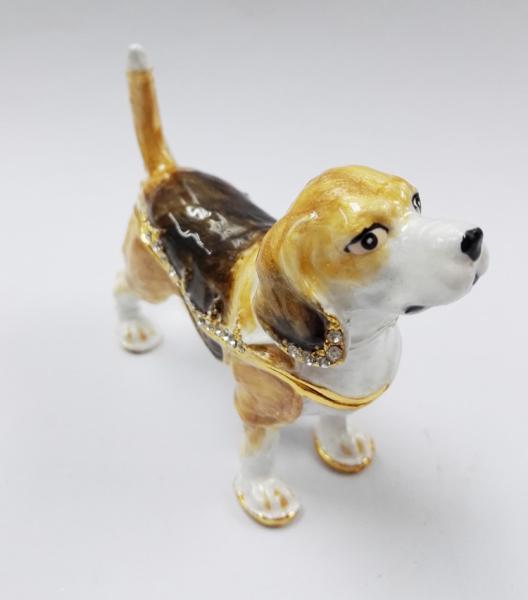 Handmade dog shape animal print jewelry box for Jewelry dog trinket boxes