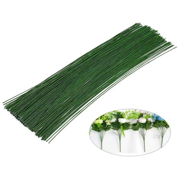 18 Gauge Green Straight Cut Florist 50pcs Paper Covered Wire 60cm Length