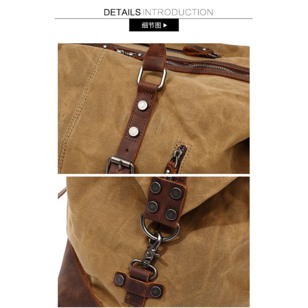 Genuine Leather Oversized Outdoor Duffle Bag Smooth Zipper Closure